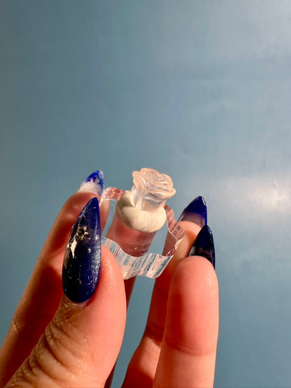 Mini Rose Quartz Rose Bud | Pink Crystal Flower