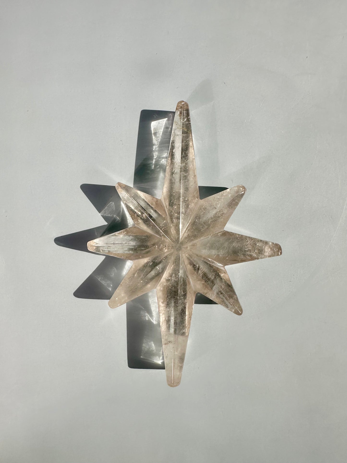 Clear Quartz Polaris Star on Gold Stand – Option B | Master Healer, Light & Collector Crystal