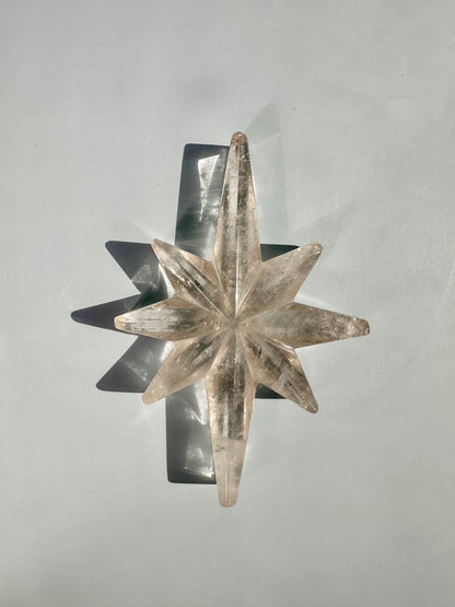 Clear Quartz Polaris Star on Gold Stand – Option B | Master Healer, Light & Collector Crystal