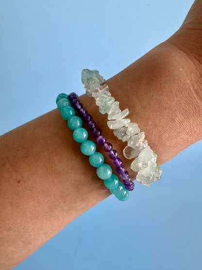 Bracelet Bundle Set: “Still Waters” - Aquamarine, Amazonite, Amethyst