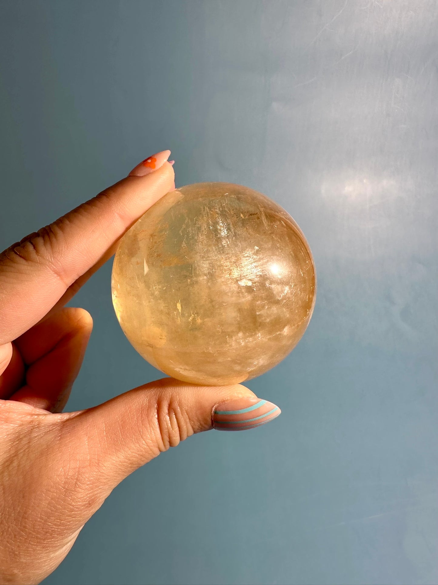 Honey Calcite Sphere – Option G | Abundance, Success & Motivation Crystal