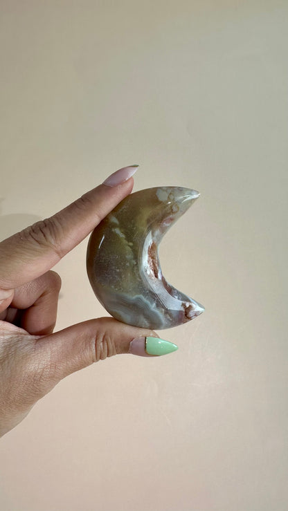 Flower Agate Crescent Moon – Option C