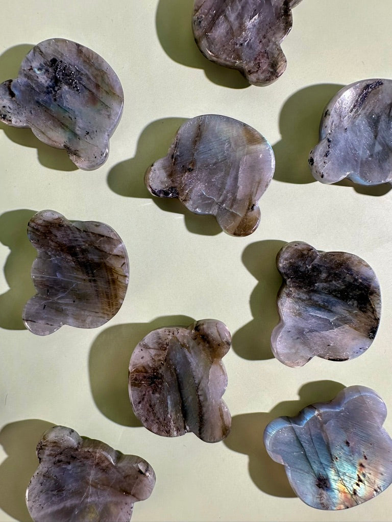 Labradorite Bear Worry Stone | Flashy Pocket Crystal