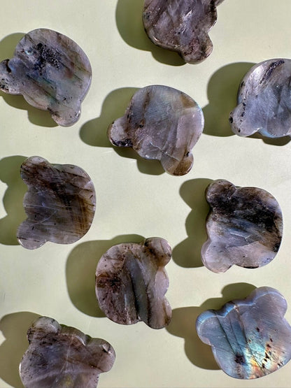 Labradorite Bear Worry Stone | Flashy Pocket Crystal