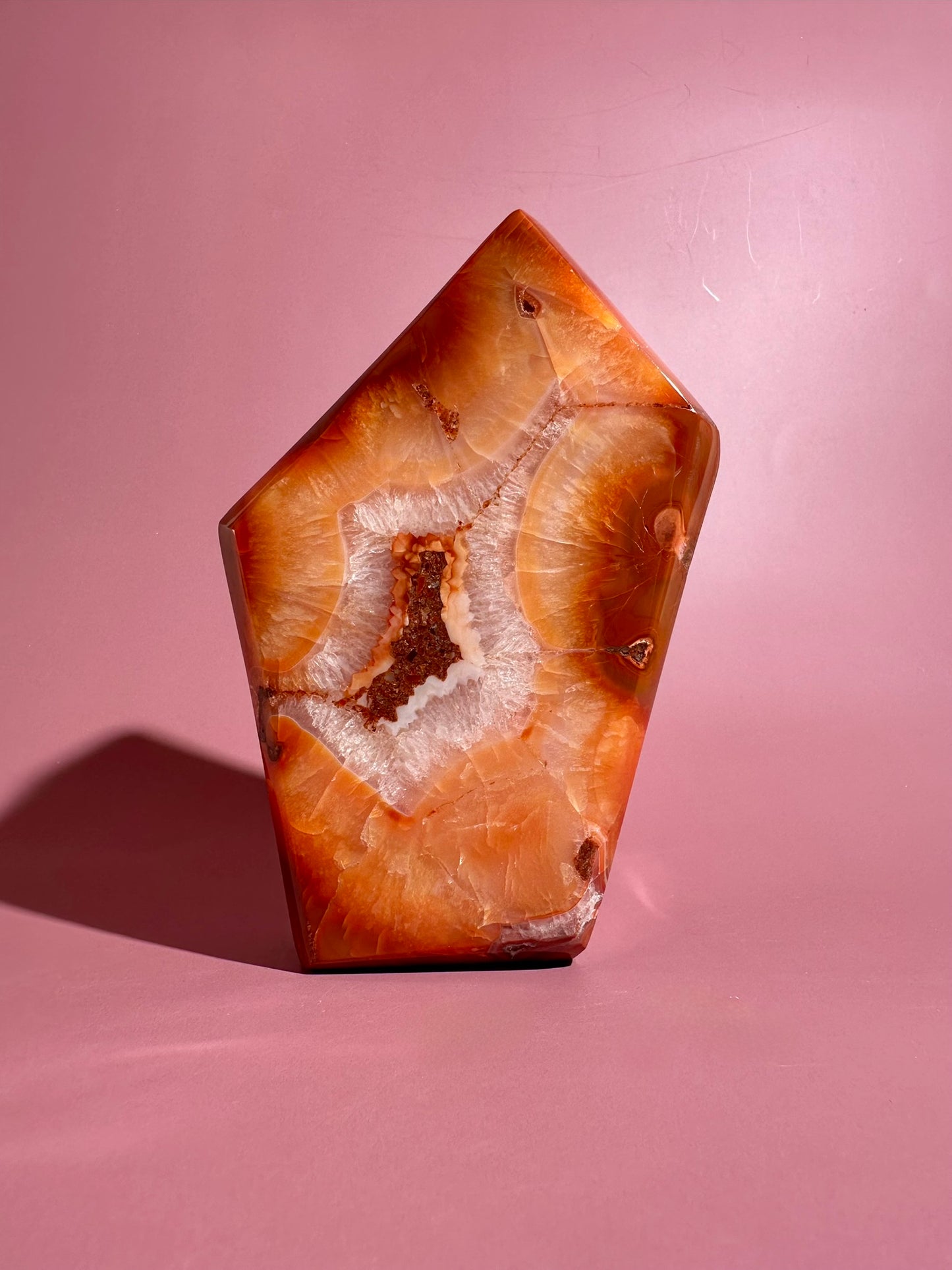 Carnelian Agate Geometric Freeform – Option L | Manifestation, Confidence & Vitality Energy