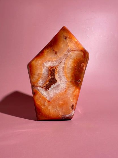 Carnelian Agate Geometric Freeform – Option L | Manifestation, Confidence & Vitality Energy