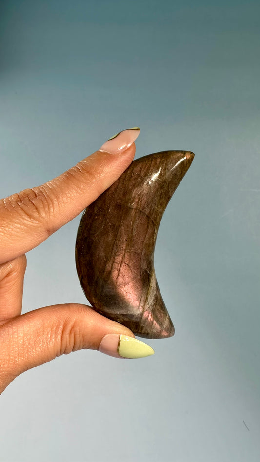 Small Purple Flash Labradorite Crescent Moon – Option A