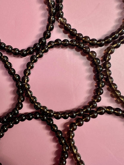6mm Smoky Quartz Beaded Bracelet