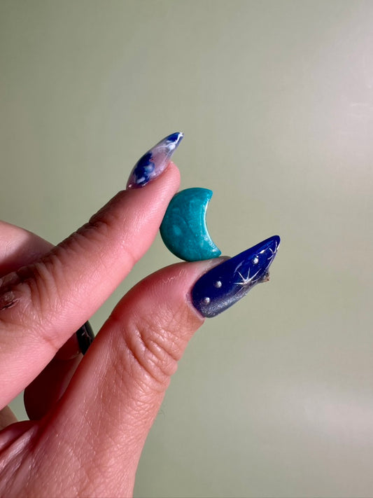 Mini Amazonite Crescent Moon | Celestial Crystal Carving
