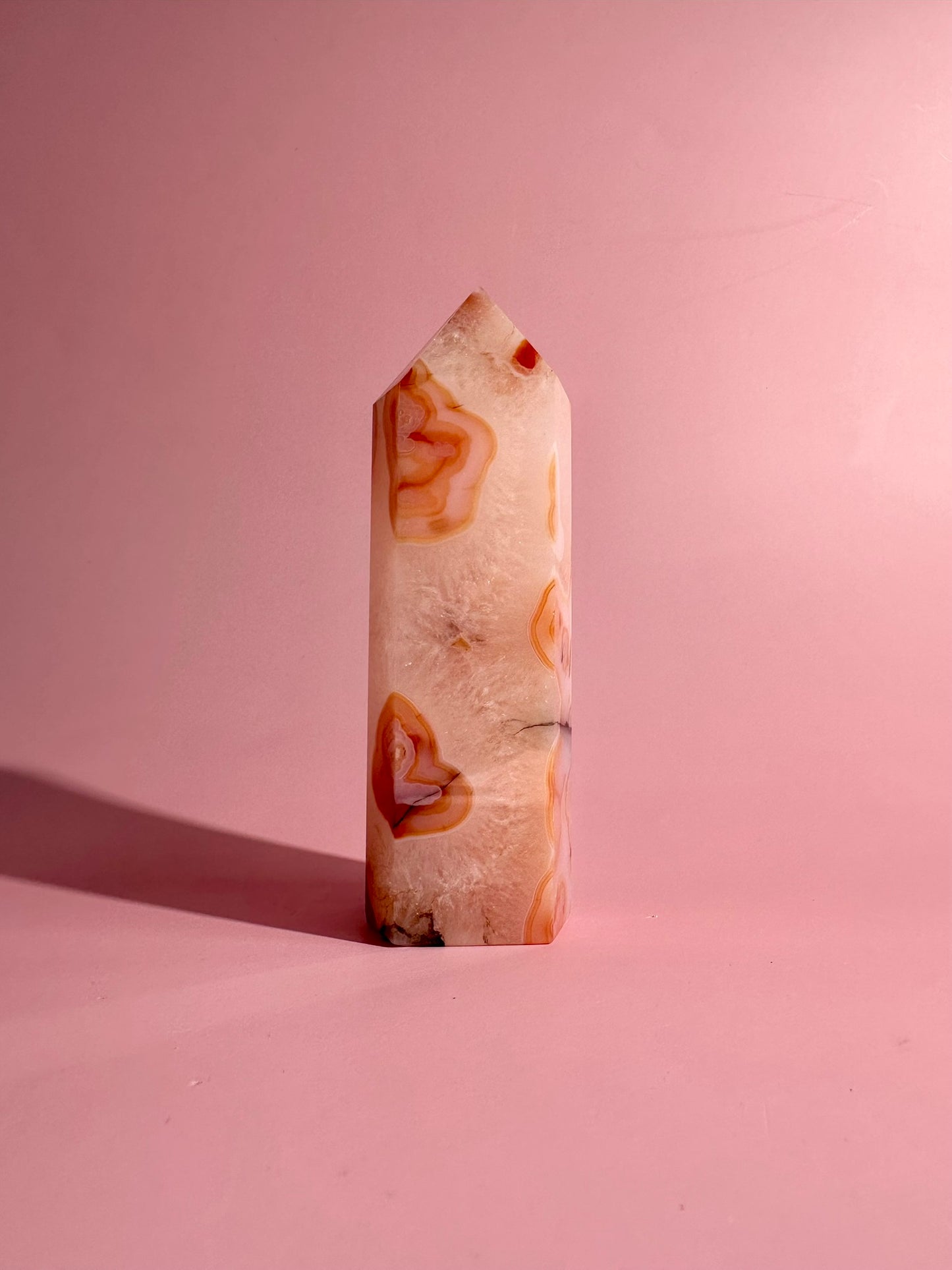 Carnelian Flower Agate Tower Option D | Courage, Growth & New Beginnings Crystal