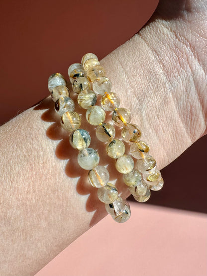 6mm Golden Rutile Quartz Beaded Bracelet