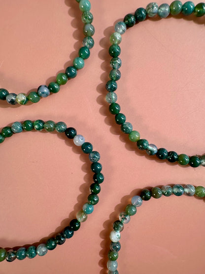 4mm Moss Agate Beaded Bracelet