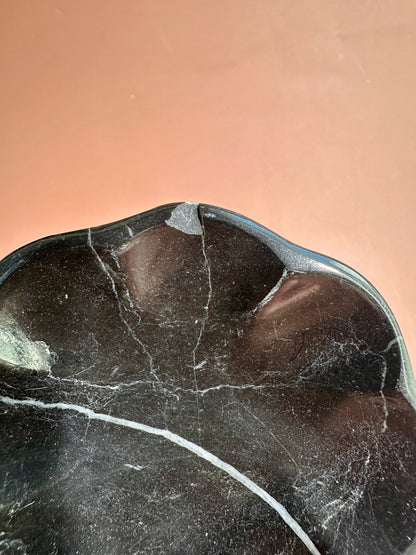 Perfectly Imperfect Small Black Marble Scalloped Dish Misfit
