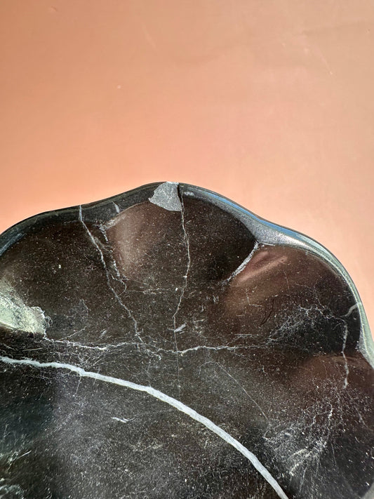 Perfectly Imperfect Small Black Marble Scalloped Dish Misfit
