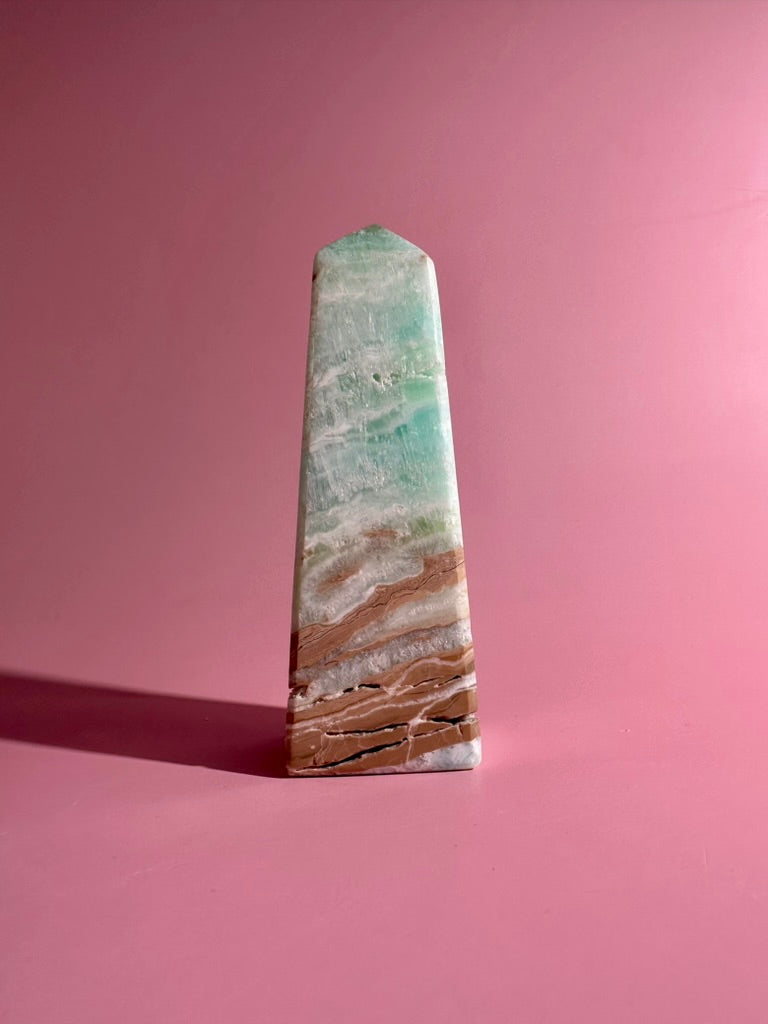 Caribbean Calcite Tower – Option A | Tranquility, Intuition & Ocean-Inspired Energy