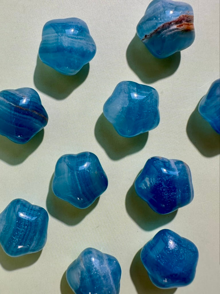 Mini Blue Onyx Puffy Star | Celestial Crystal Carving