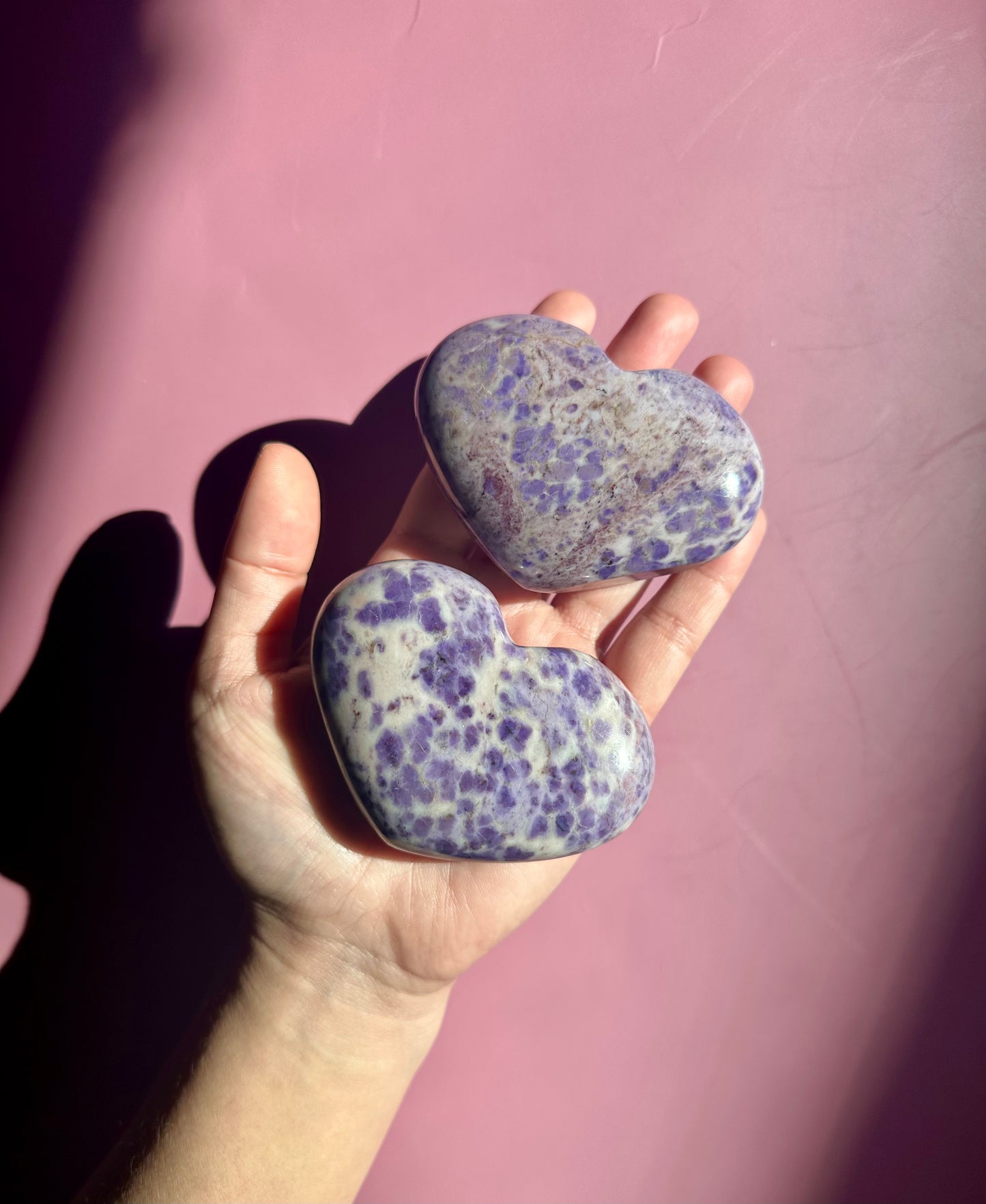Purple Jade Standing Heart Carving
