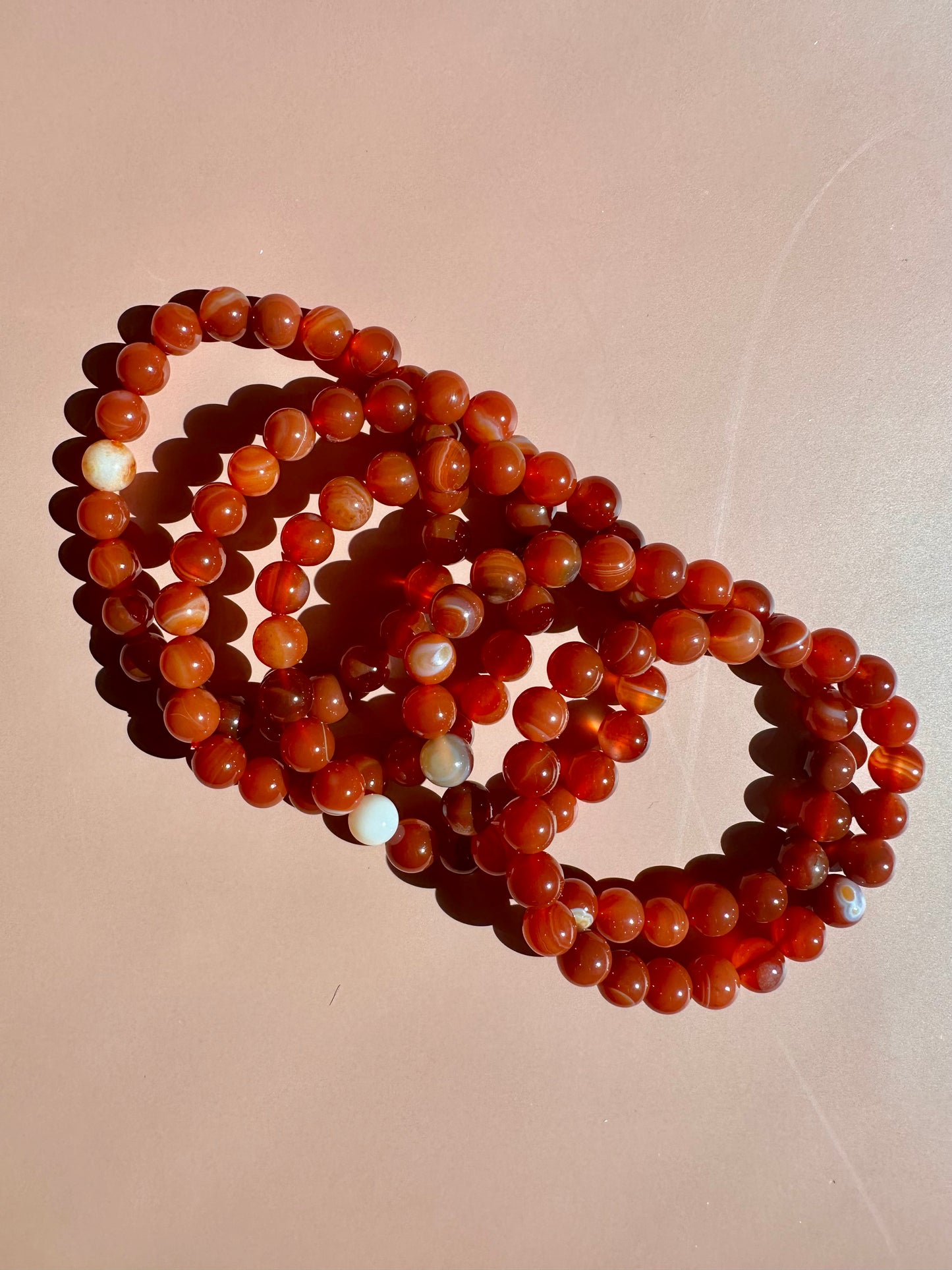 8mm Banded Carnelian Beaded Bracelet