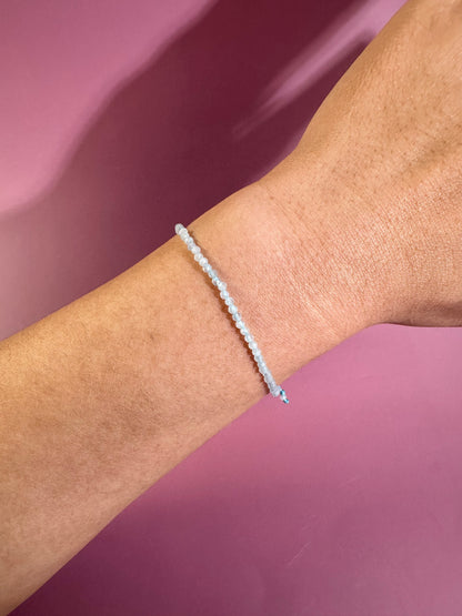 2mm Aquamarine Adjustable Beaded Bracelet