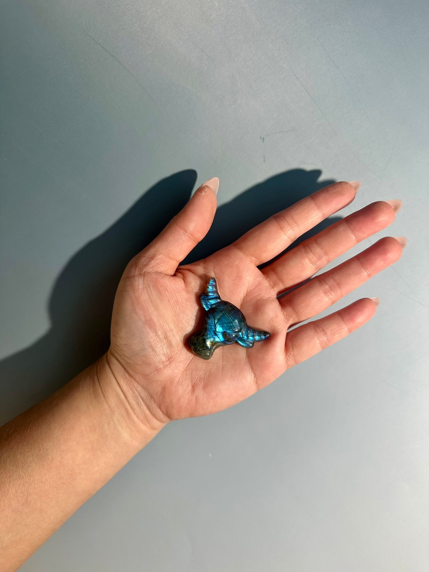 Flashy Labradorite Taurus Bull Head Carving