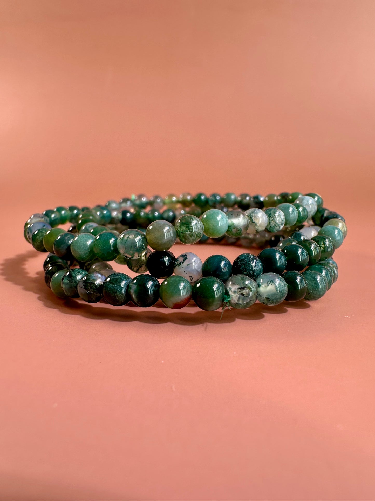 4mm Moss Agate Beaded Bracelet