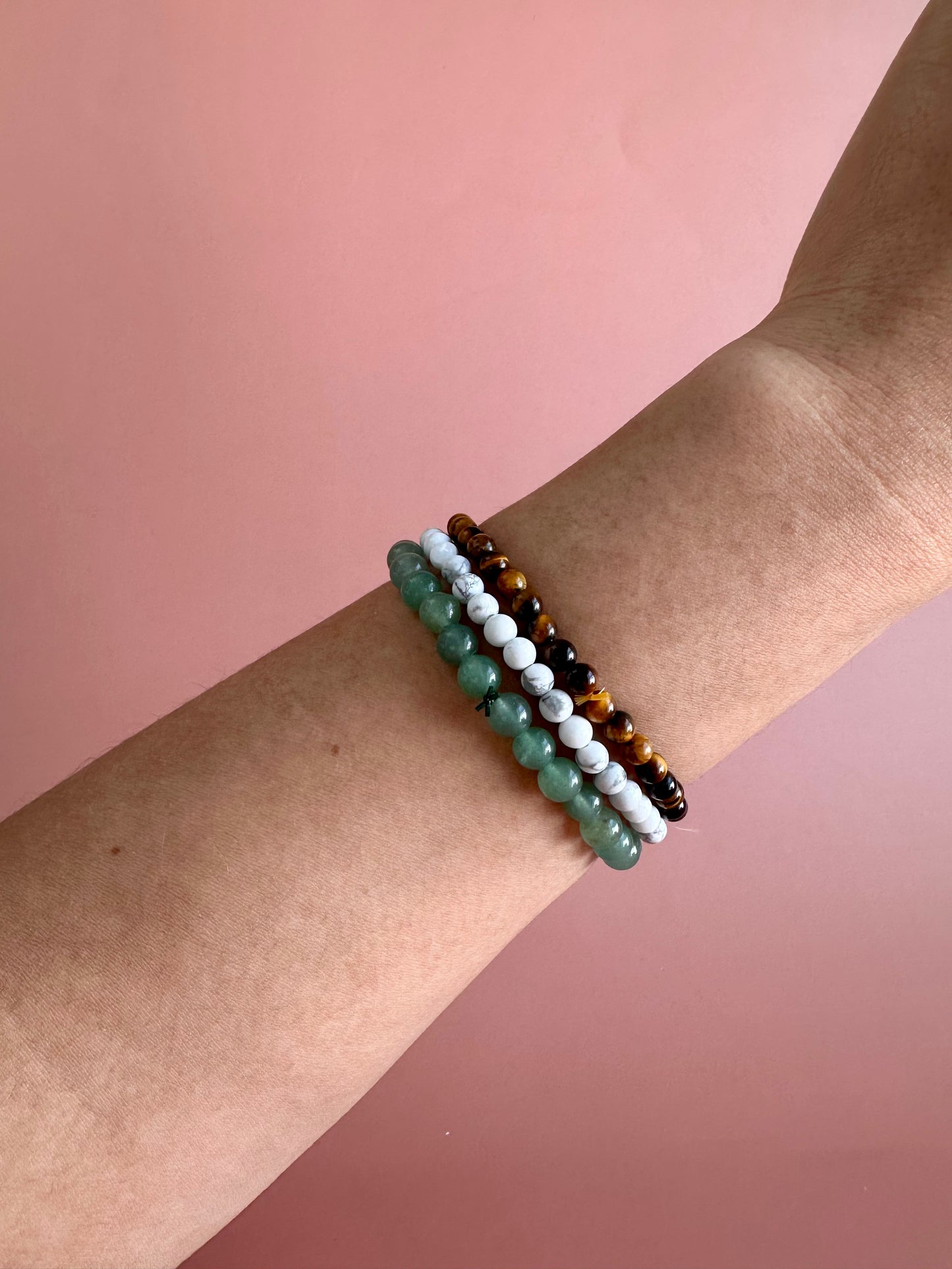 Bracelet Bundle Set: “Faithful & Fierce” - Green Jade, Tiger's Eye, Howlite
