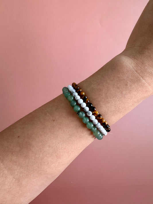 Bracelet Bundle Set: “Faithful & Fierce” - Green Jade, Tiger's Eye, Howlite