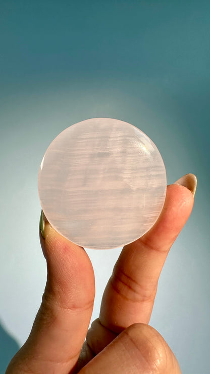 Pink Calcite Round Flat Palm (UV Reactive)