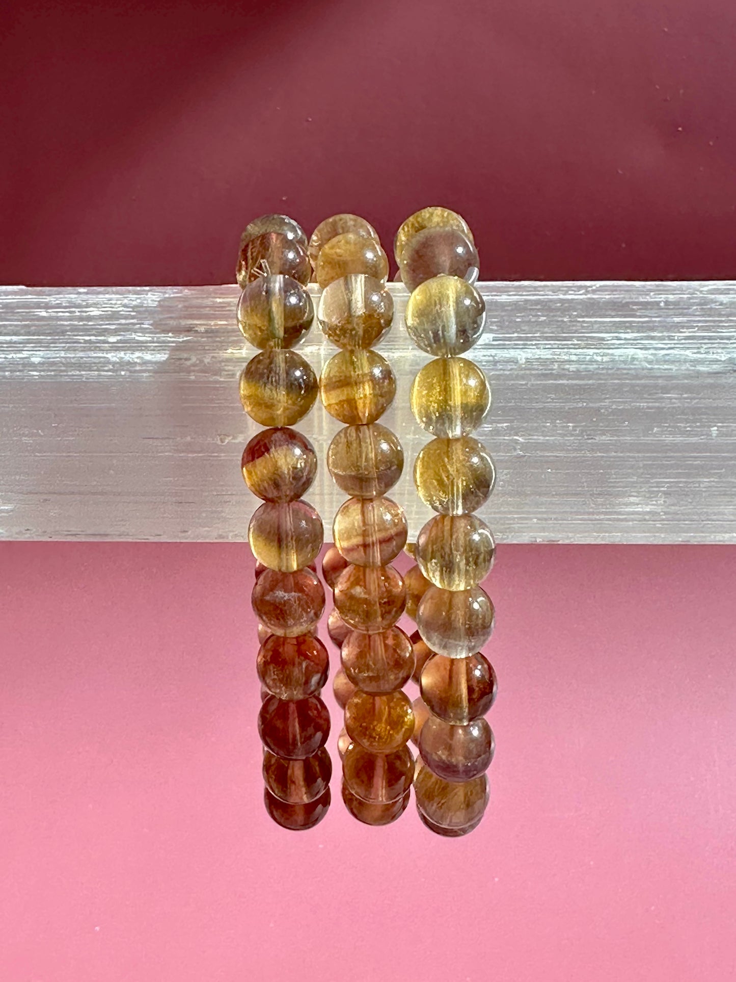 8mm Yellow Fluorite Beaded Bracelet