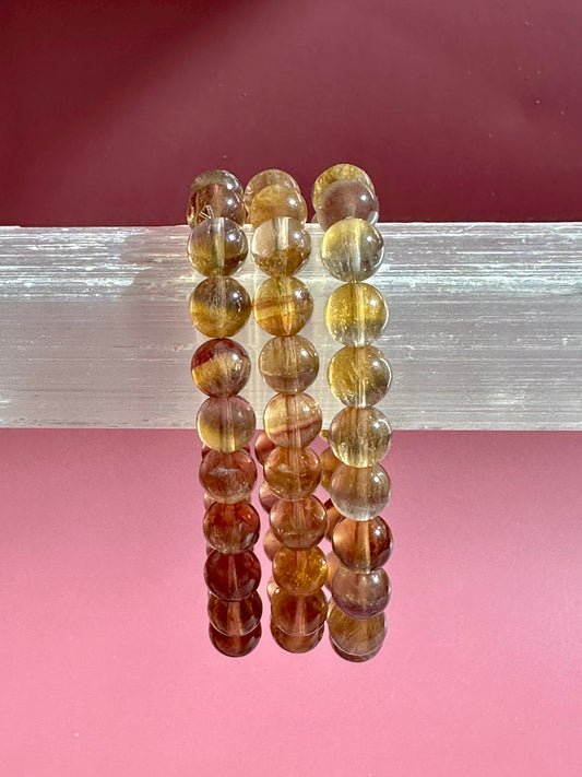 8mm Yellow Fluorite Beaded Bracelet