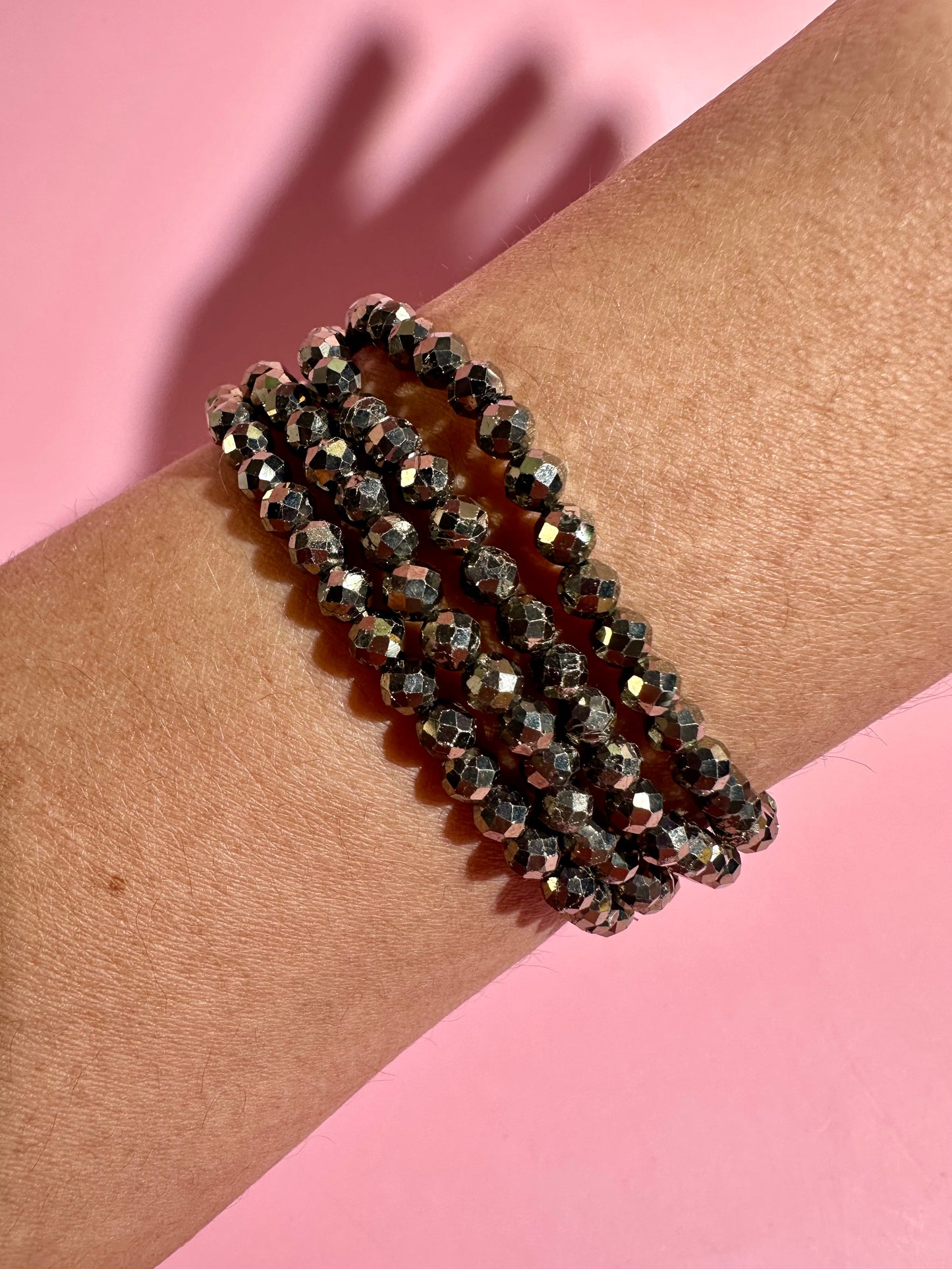 3mm Faceted Pyrite Bracelet | Abundance & Confidence Energy