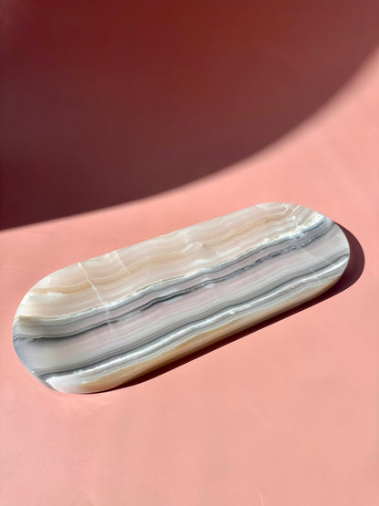 Banded Onyx Long Oval Tray