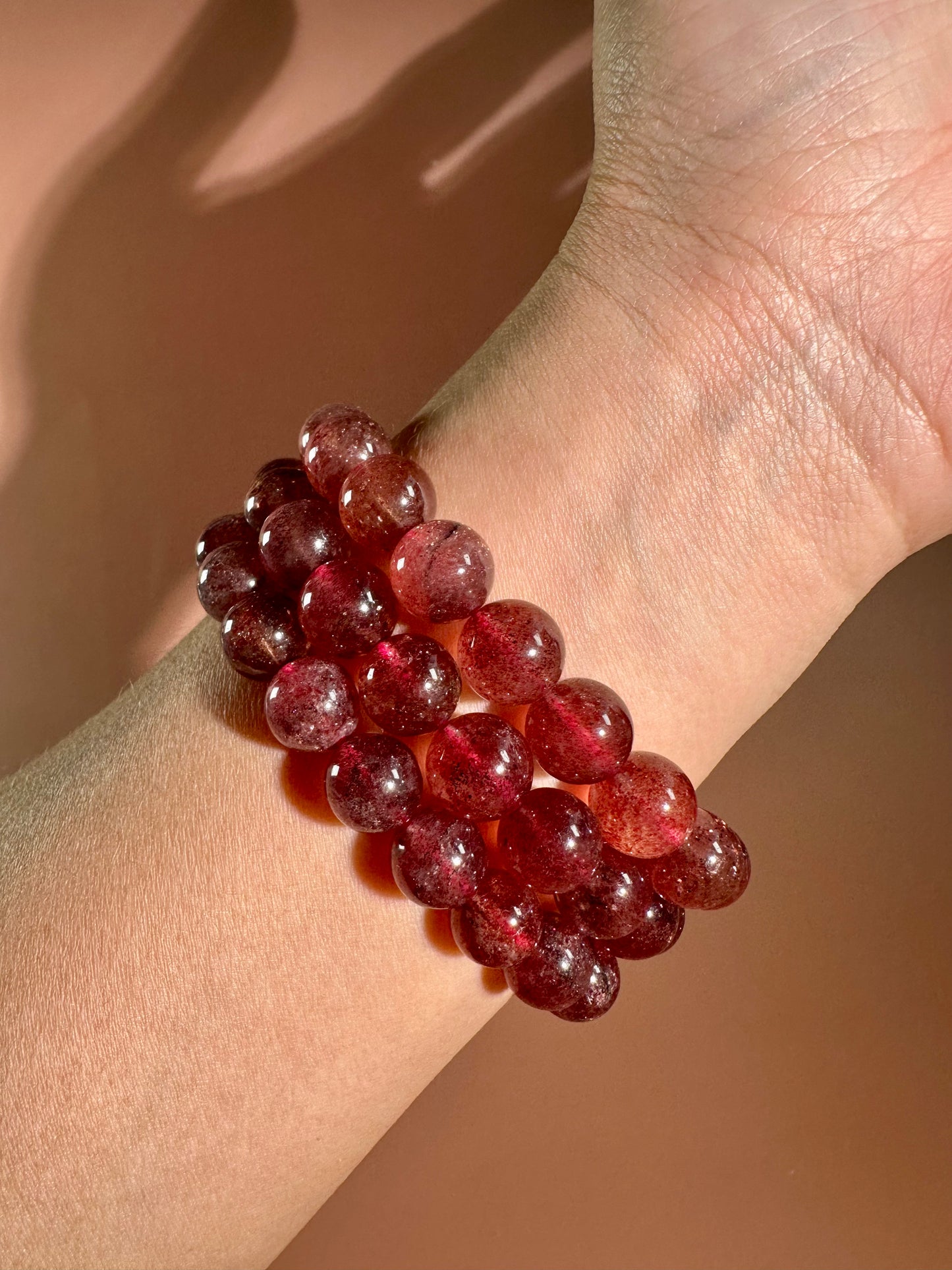 8mm HQ Strawberry Quartz Beaded Bracelet
