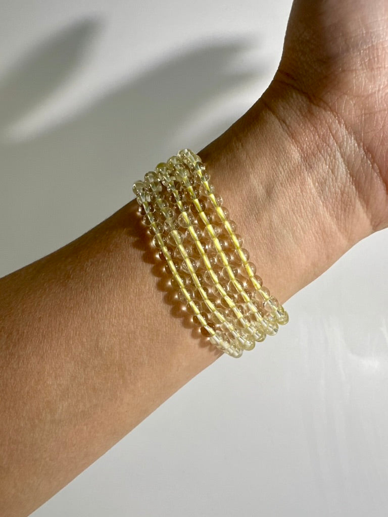 4mm Citrine Beaded Bracelet | Dainty Yellow Crystal Jewelry