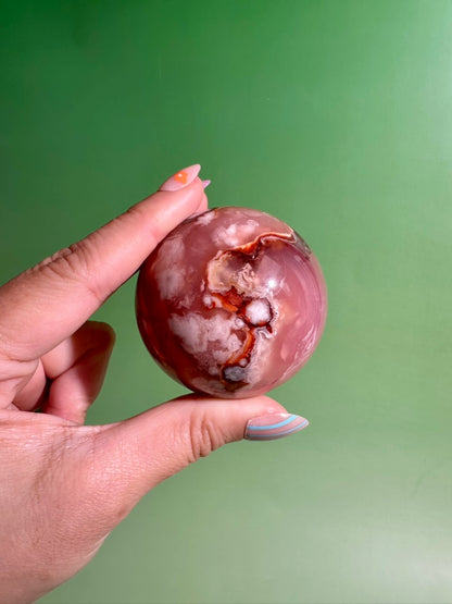 Carnelian Flower Agate Sphere Option A | One-of-a-Kind Polished Crystal Sphere