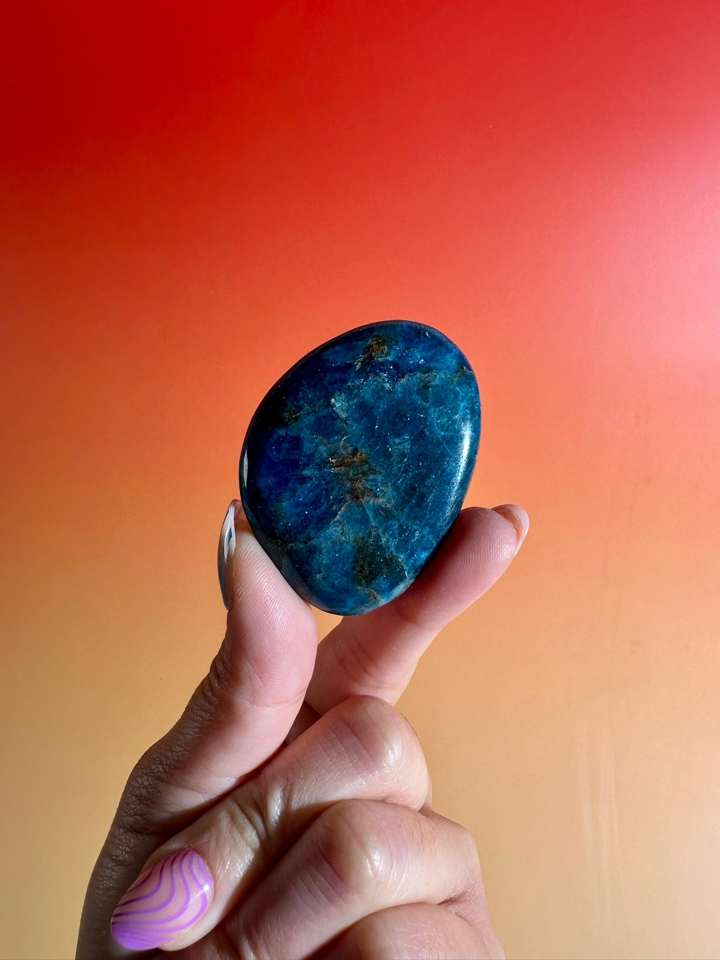 Blue Apatite Irregular Flat Palm