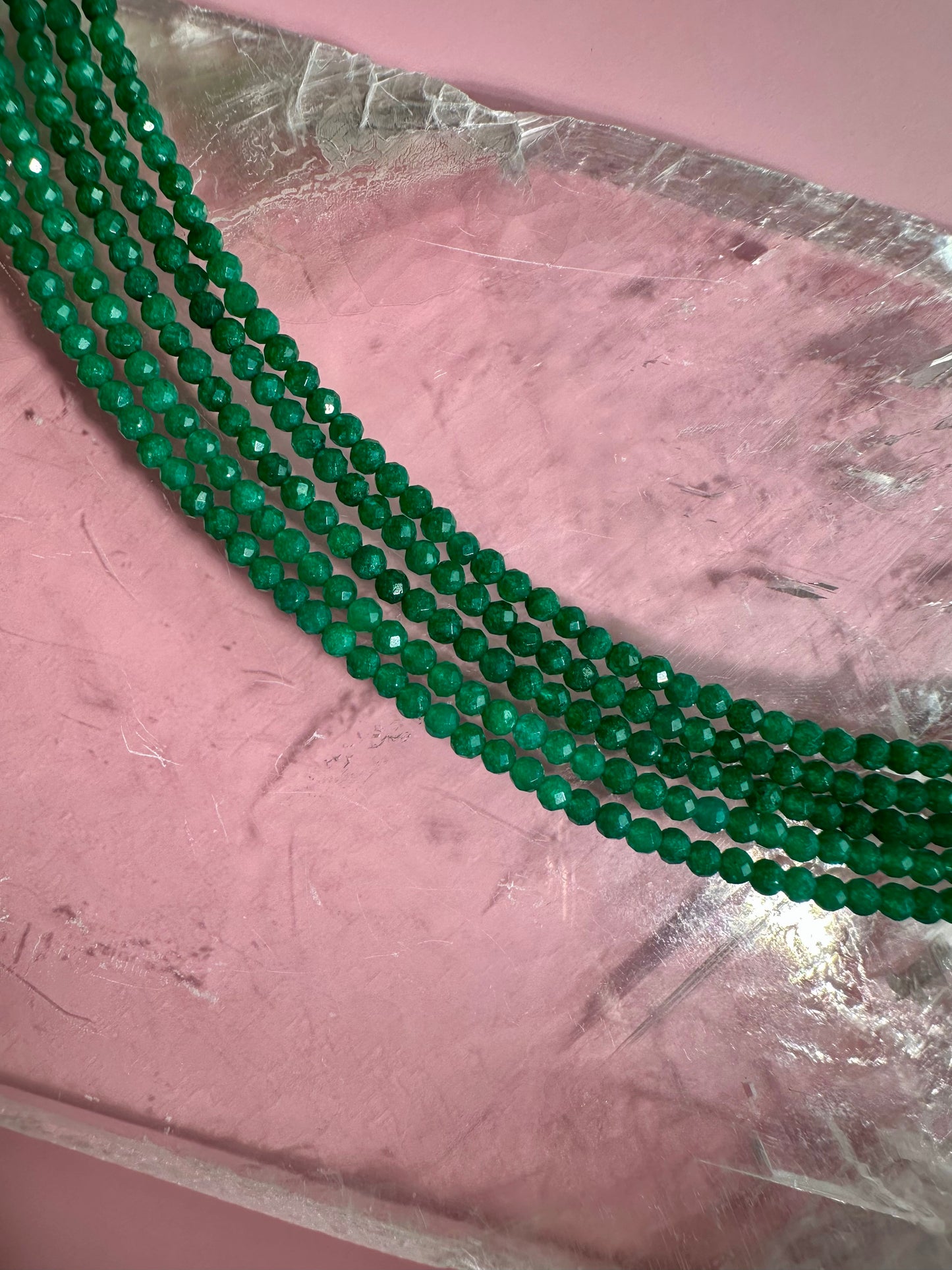 3mm Faceted Green Jade Necklace
