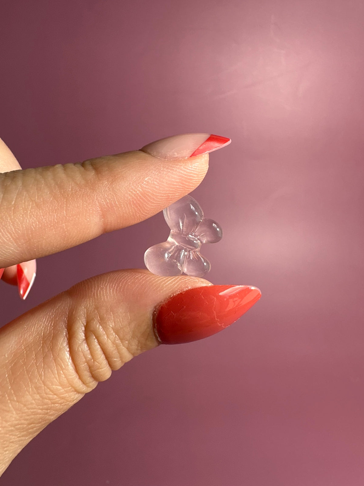 Mini Rose Quartz Bow | Cute Pink Crystal Carving