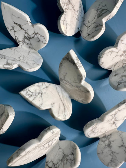 3D Howlite Butterfly Carving