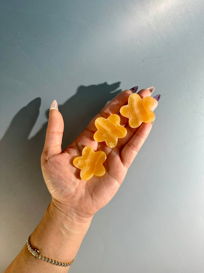 Orange Calcite Flower Worry Stone | Pocket Crystal