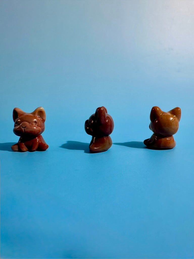 Mini Alashan Agate Sitting French Bulldog | Cute Crystal Dog Carving