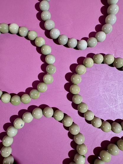 8mm Avocado Alashan Agate Beaded Bracelet | Grounding, Growth & Harmony Energy