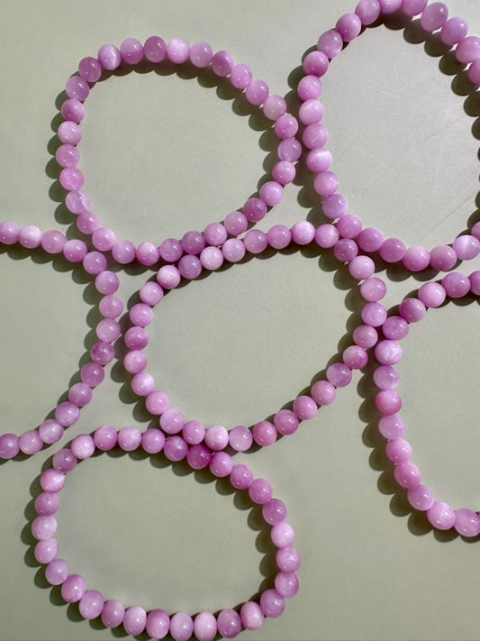 6mm Kunzite Beaded Bracelet | Pink Gemstone Jewelry