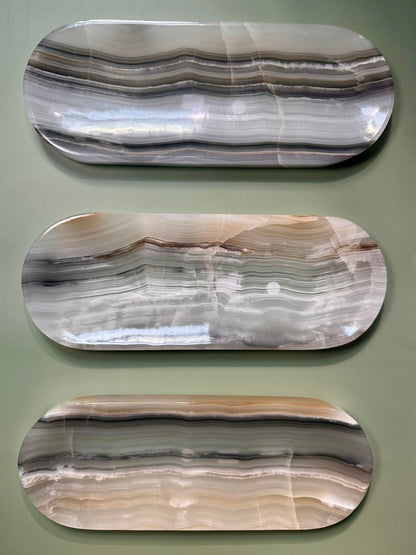 Banded Onyx Long Oval Tray