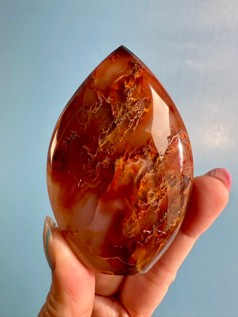 Indonesian Red Moss Agate Flame – Option B | Vitality, Stability & Collector Crystal