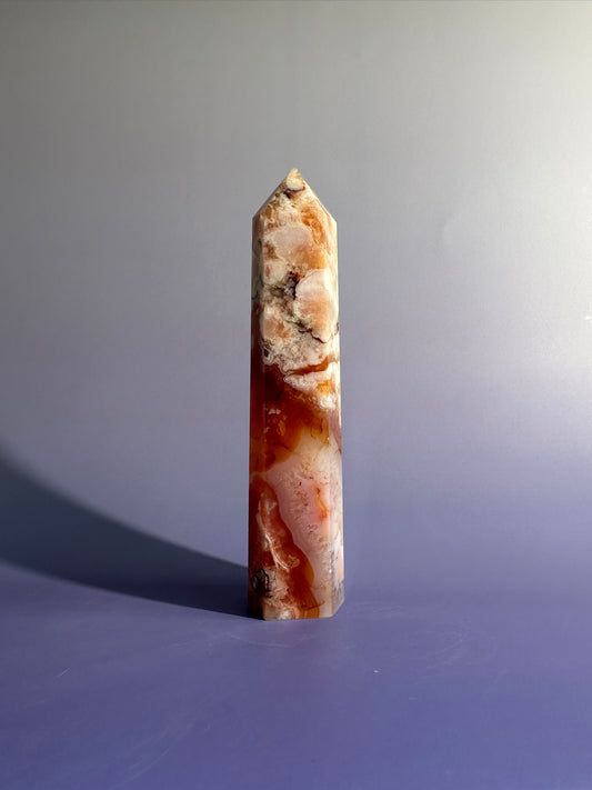 Carnelian Flower Agate Tower Option M | Growth, Creativity & Confidence Crystal