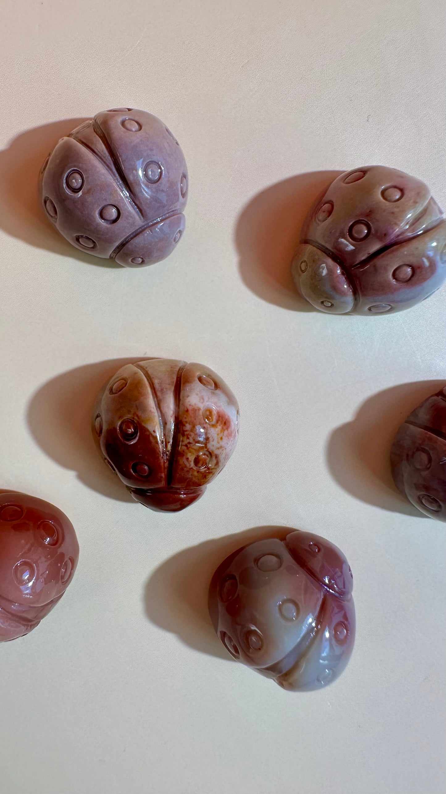 Mini Alashan Agate Ladybug | Cute Crystal Carving