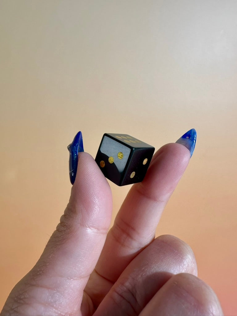 Black Obsidian Crystal Dice | Set of 2