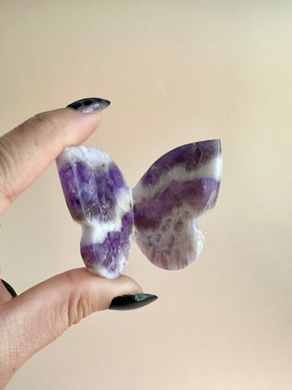 Chevron Dream Amethyst 3D Butterfly Carving