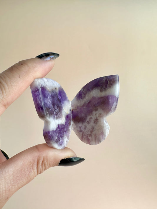 Chevron Dream Amethyst 3D Butterfly Carving